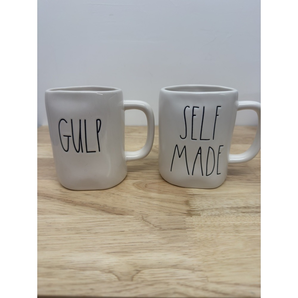 Rae Dunn By Magenta COFFEE AND TEA Mug Set Ceramic Signature Gulp Self Made #57